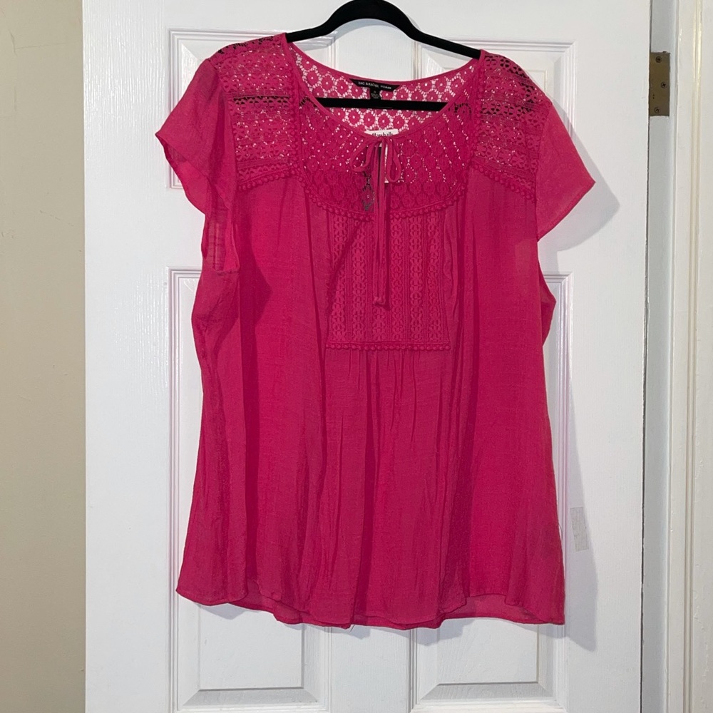 Zac & Rachel Boho Style Pink Top Size 2X